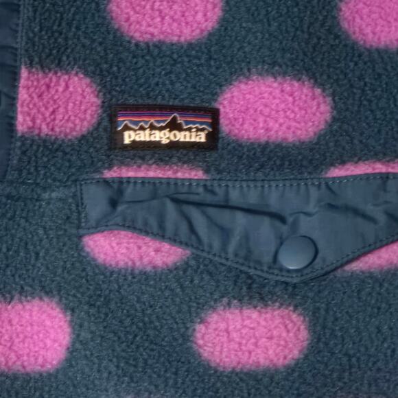 Patagonia Girl's Synchilla Lightweight Polka Dot Snap T Pullover, Size Large 12 - Picture 2 of 8